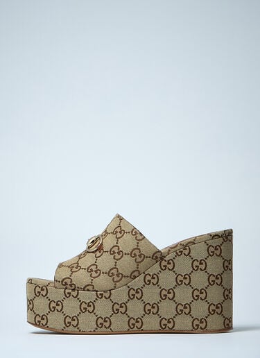 Gucci Horsebit Wedge Sandals Beige guc0259047