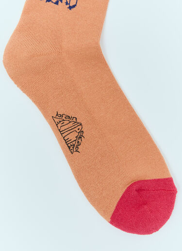 Brain Dead Logo Striped Quarter Socks Orange bra0156009