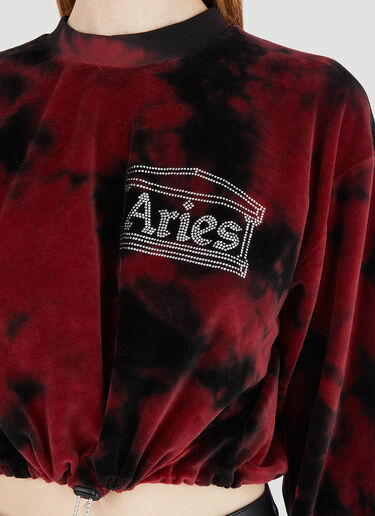 Aries ラインストーン ロゴスウェットシャツ レッド ari0246020