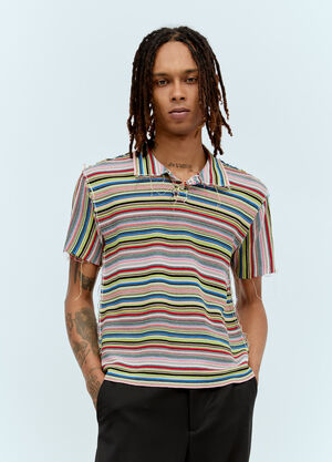 Maison Margiela Stripe Knit Polo Shirt Brown mla0159005