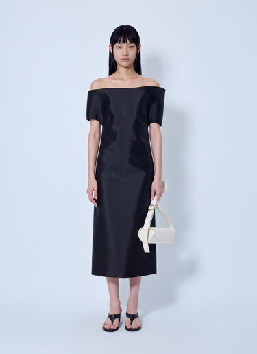 LN-CC® - Jil Sander: Off-Shoulder Midi Dress - Black Jil Sander Off-Shoulder Midi Dress Black jil0266019