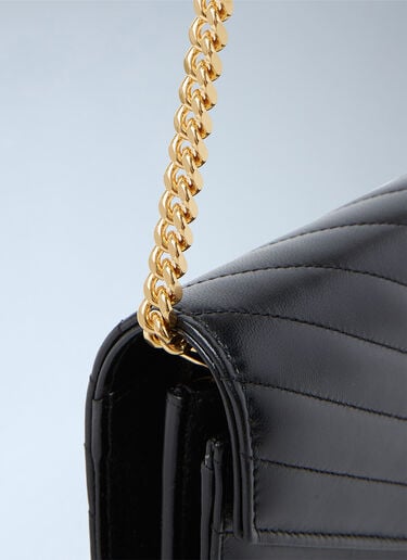 Saint Laurent Cassandre Matelassé 链条皮革钱包 黑色 sla0253114