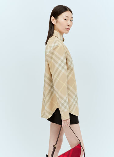 Burberry Check Cotton Shirt Beige bur0255037