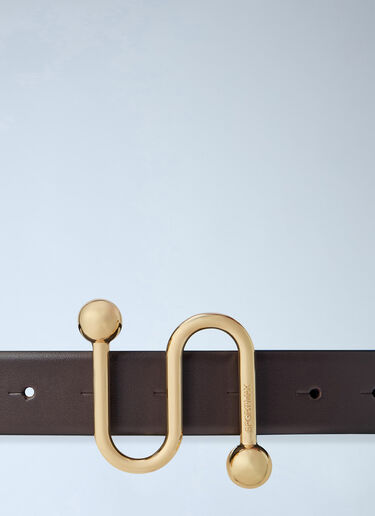 LN-CC® - Sportmax: Hook Buckle Leather Belt - Brown Sportmax Hook Buckle Leather Belt Brown spx0266013