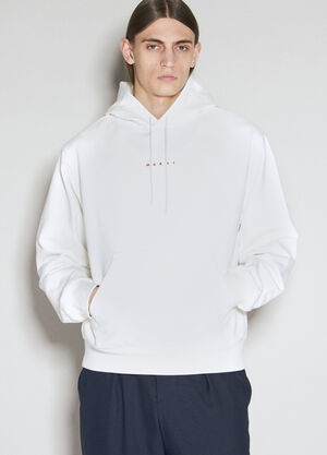Marni Logo Print Hooded Sweatshirt White mni0155008