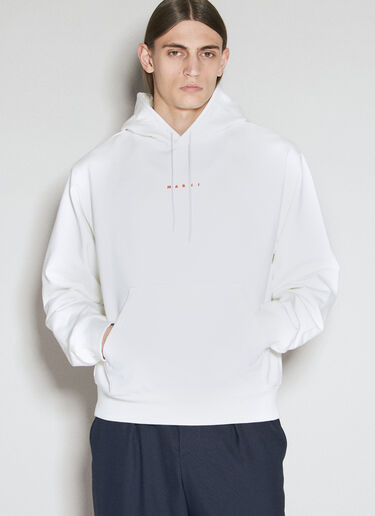 Marni Logo Print Hooded Sweatshirt White mni0155005