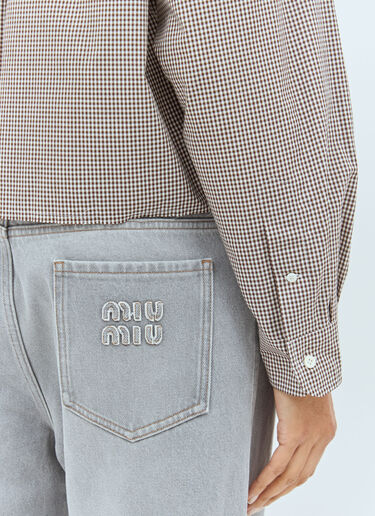 Gingham Crop Shirt Miu Miu Gingham Crop Shirt Grey miu0258073