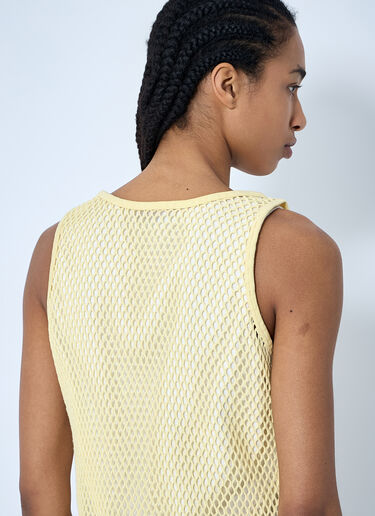 Prada Logo Plaque Open- Knit Tank Top Beige pra0260015