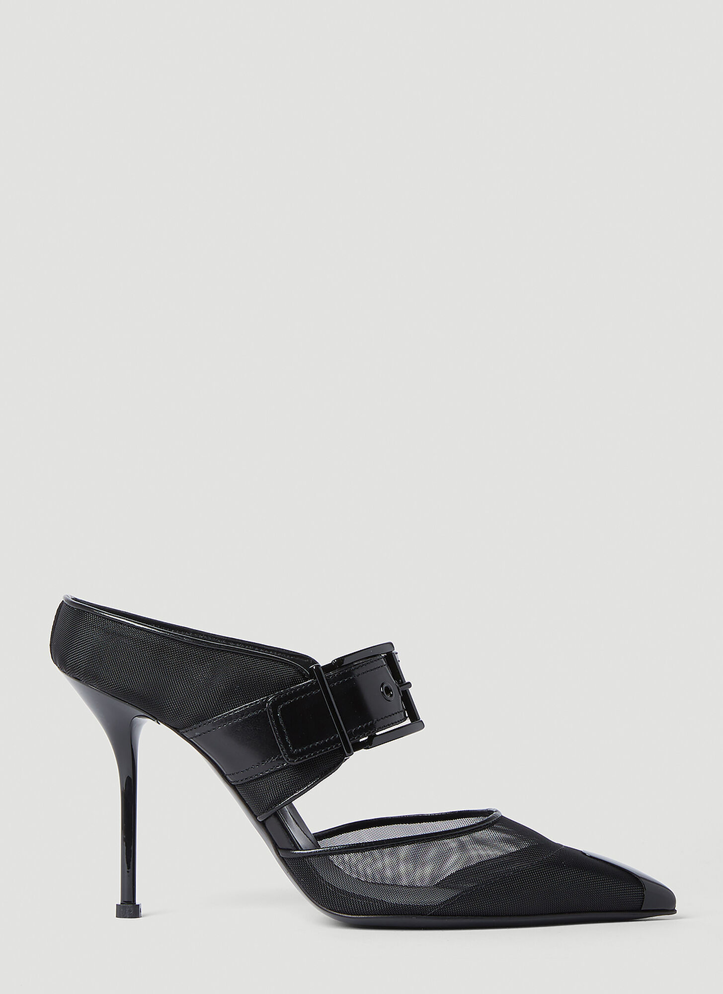 Shop Alexander Mcqueen Punk Buckle High Heel Mules In Black