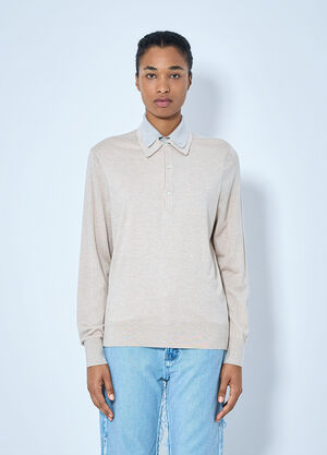 Acne Studios Layered Collar Knit Top Cream acn0265012