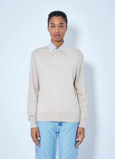 LN-CC® - Acne Studios: Layered Collar Knit Top - Cream Acne Studios Layered Collar Knit Top Cream acn0265012