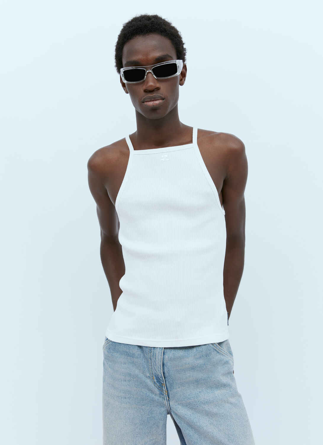 Shop Courrèges 90's Rib Tank Top In White