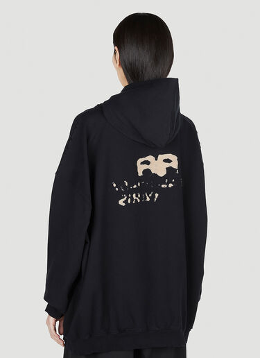 Balenciaga Logo Print Hooded Sweatshirt Black bal0251039