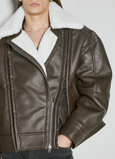 Y/Project Hook And Eye Synthetic Leather Jacket Brown ypr0153004
