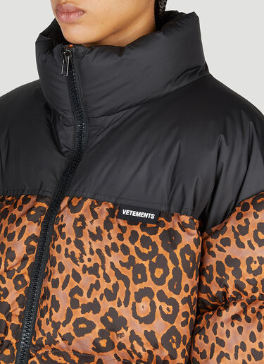 VETEMENTS Leopard Print Puffer Jacket Brown vet0254002