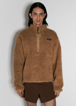 Burberry Half-Zip Pile Fleece Jacket Brown bur0154012