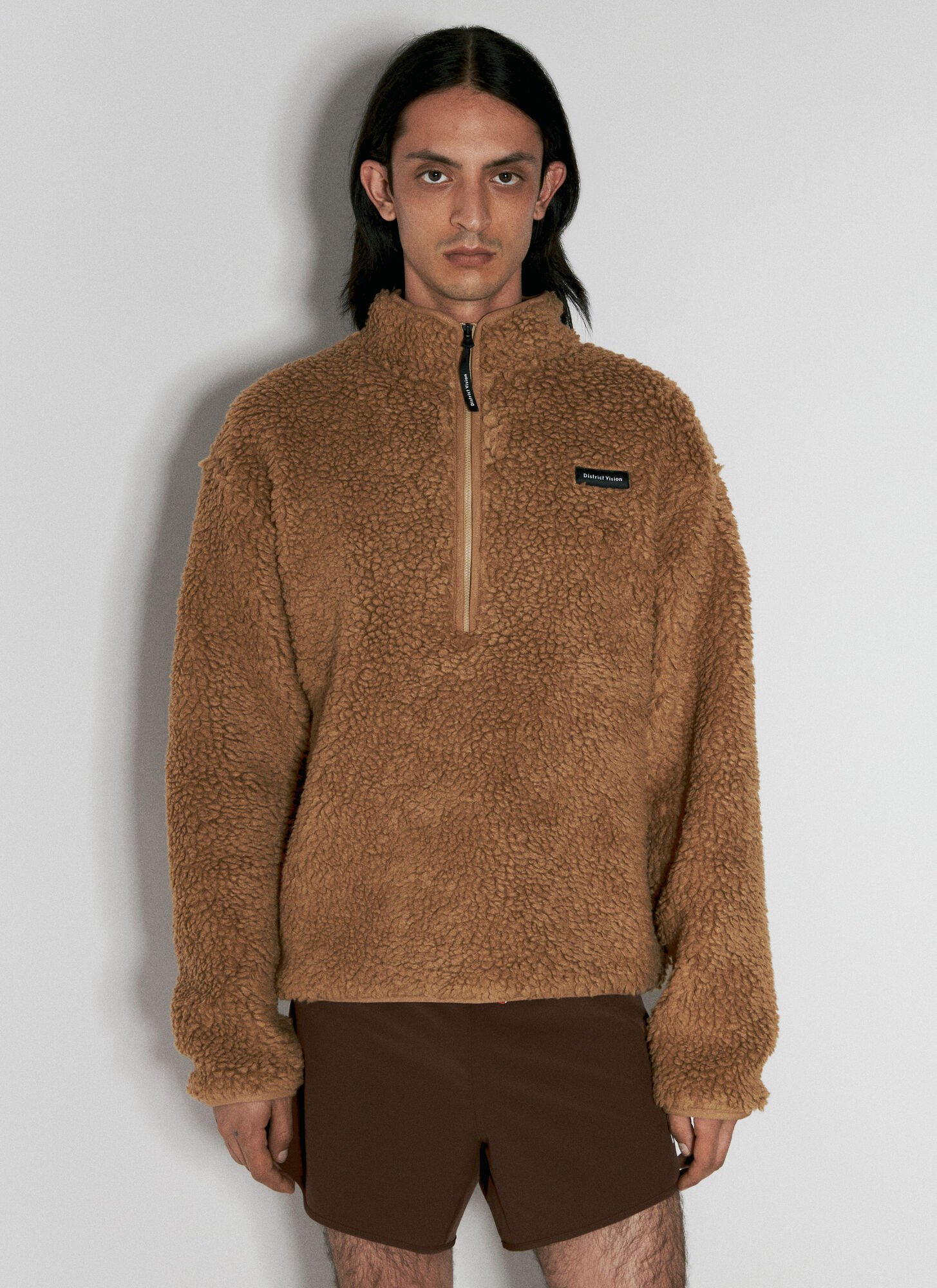 Shop District Vision Half-zip Pile Fleece Jacket In Camel