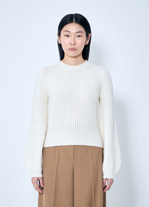 Max Mara Wool And Cashmere Decorative-Stitch Sweater White max0259031