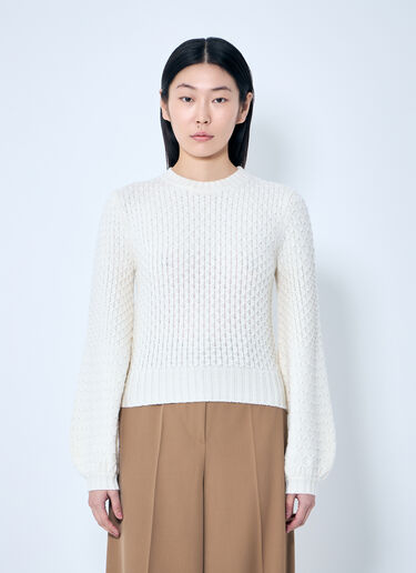 Max Mara 울과 캐시미어 장식 스티치 스웨터 화이트 max0259031