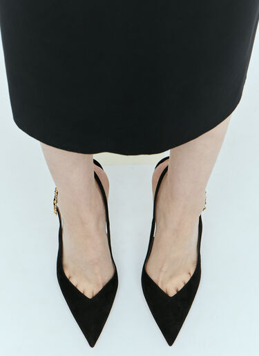 Gianvito Rossi 麂皮尖头露跟高跟鞋  黑色 gia0255004