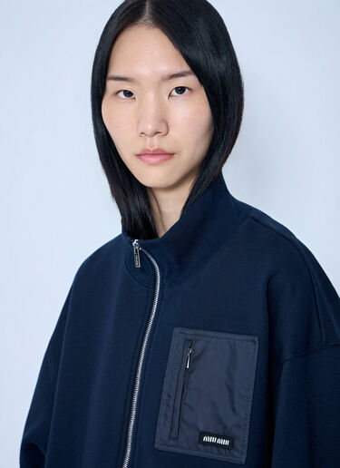LN-CC® - Miu Miu: Zip Fleece Sweatshirt - Blue Miu Miu Zip Fleece Sweatshirt Blue miu0264221