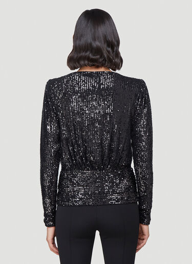 Saint Laurent Deep V-Neck Sequinned Top Black sla0240004