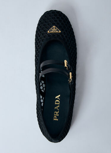 Prada Mesh Ballerina Flats Black pra0260003