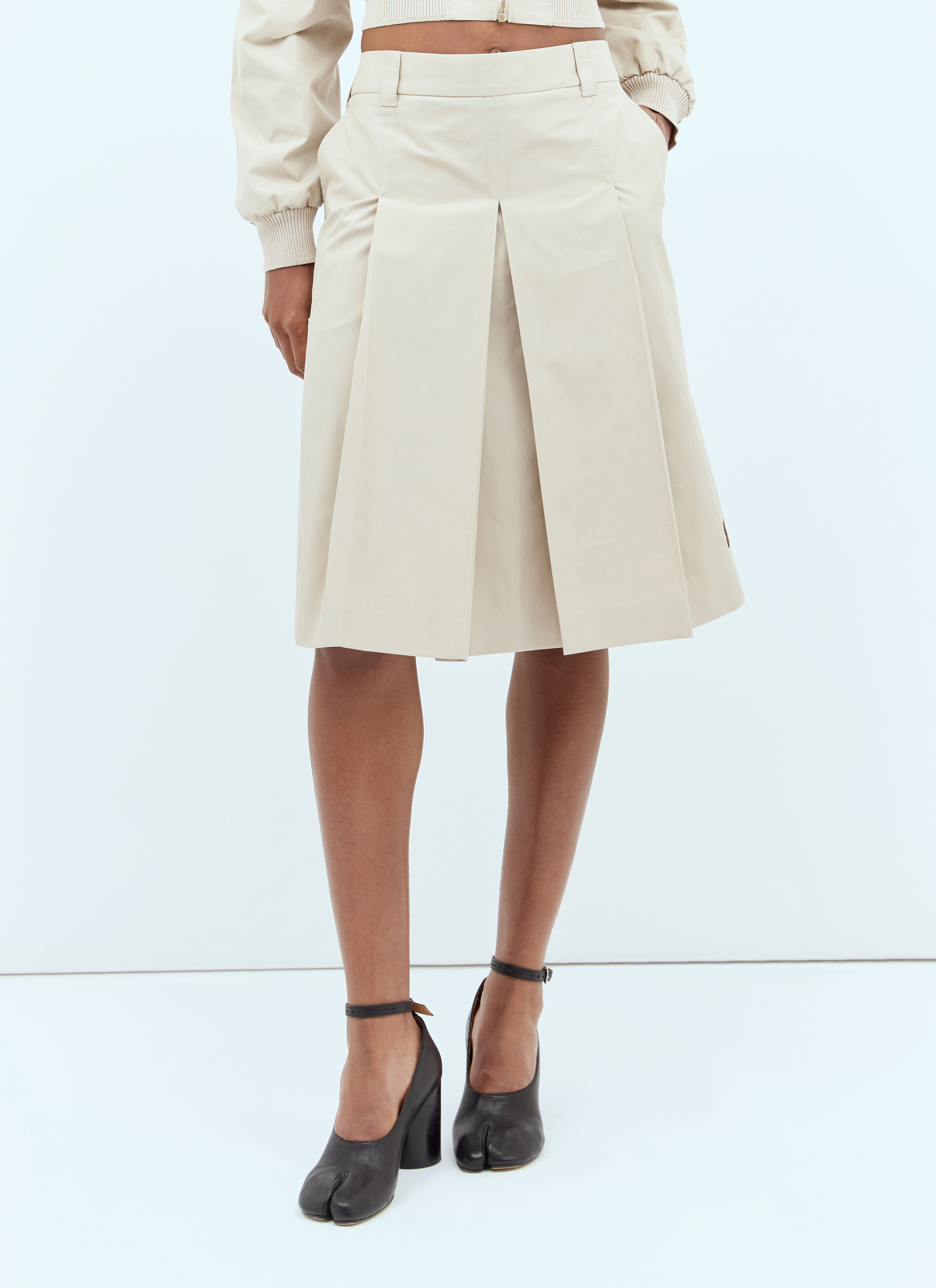 Miu Miu Pleated Midi Skirt Beige miu0257013