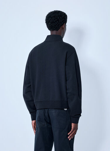 LN-CC® - Moncler: Half-Zip Sweatshirt with Logo Patch - Black Moncler Half-Zip Sweatshirt with Logo Patch Black mon0166053