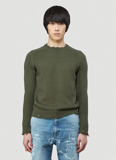 Saint Laurent Distressed Crewneck Sweater Green sla0143005