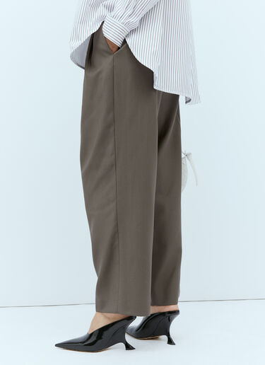 TOTEME Double-Pleated Cropped Pants Brown tot0254014