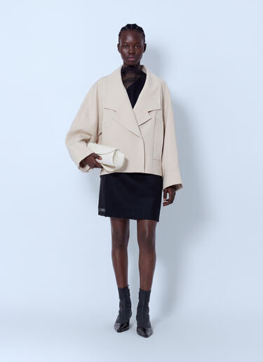 LN-CC® - Sportmax: Oversized Notched Collar Jacket - Beige Sportmax Oversized Notched Collar Jacket Beige spx0266214