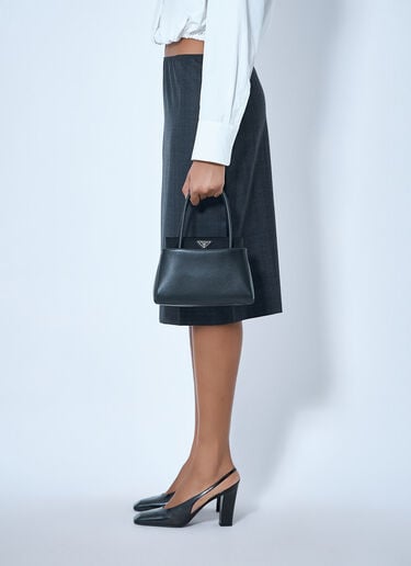 LN-CC® - Prada: Passage Small Handbag with Re-Nylon Flap - Black Prada Passage Small Handbag with Re-Nylon Flap Black pra0265024