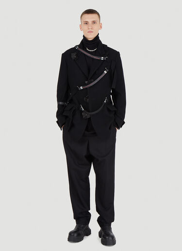 Yohji Yamamoto I-디자인 가죽 벨트 재킷 블랙 yoy0146003