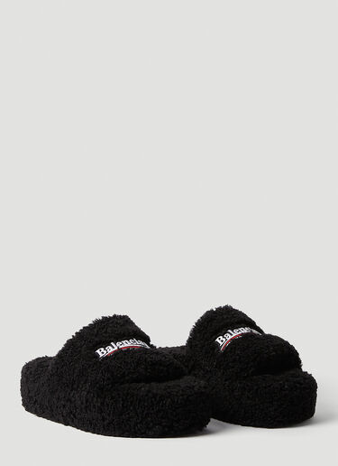 Balenciaga Furry Platform Sandals Black bal0254032