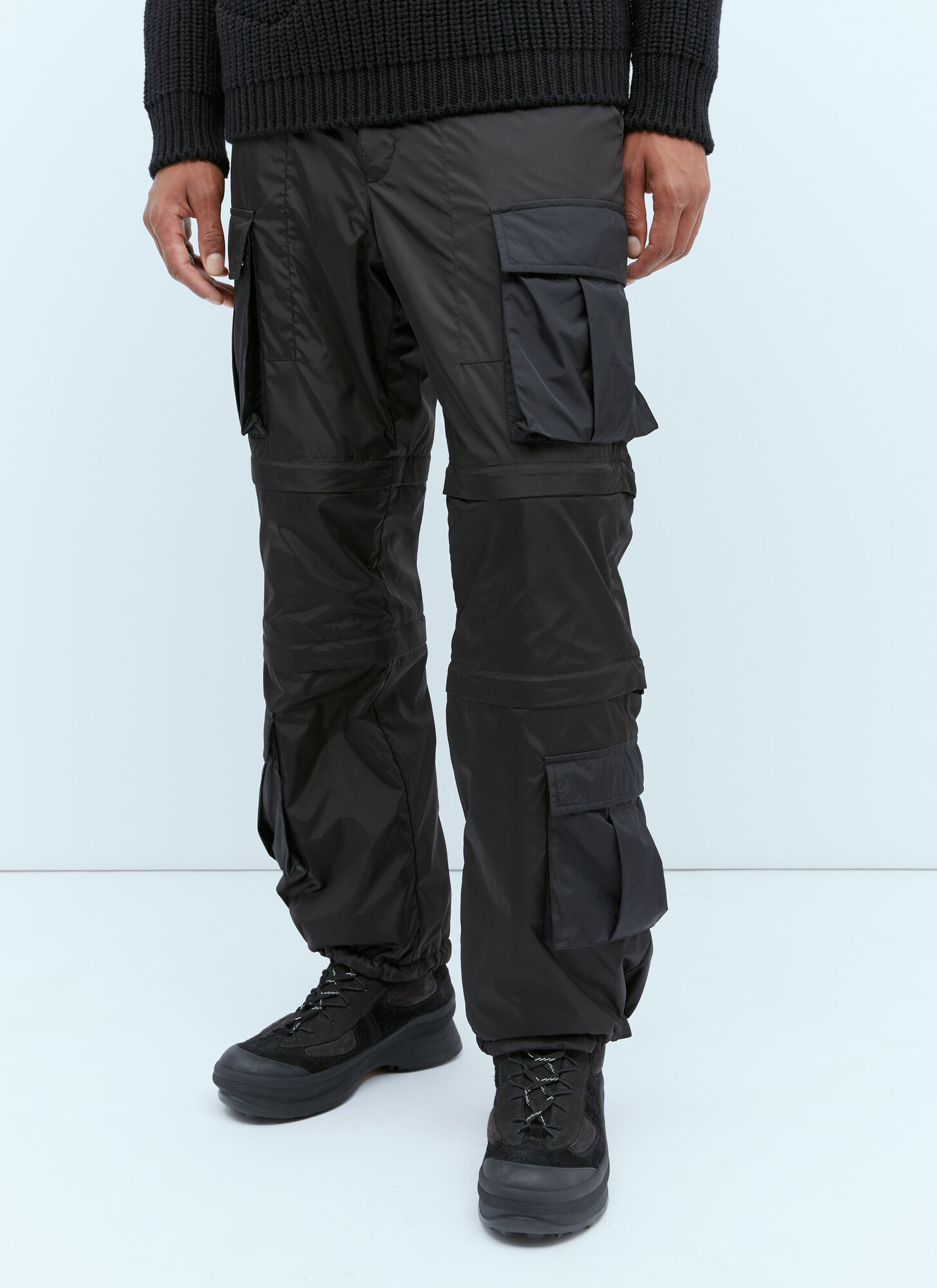 Shop Moncler Pharrell Williams Adjustable Length Technical Pants In Black