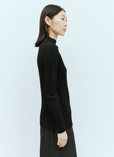 Issey Miyake 스펀지 BK/WT-28 긴팔 탑 블랙 ism0255005