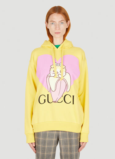 Gucci Banana Cat Hooded Sweatshirt Yellow guc0250056