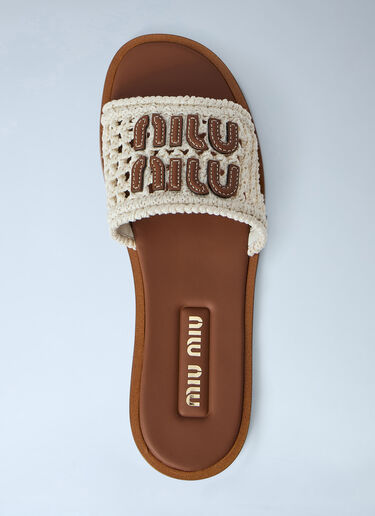 Miu Miu Crochet Slide Sandals Beige miu0264033