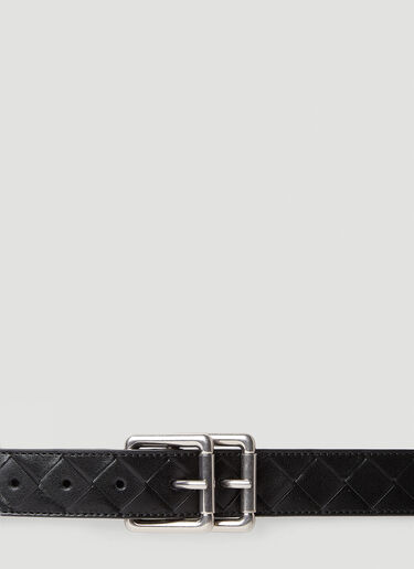 Bottega Veneta Intrecciato Double Buckle Belt Black bov0151116