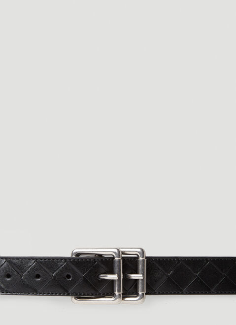 Dolce & Gabbana Intrecciato Double Buckle Belt Black dol0153012