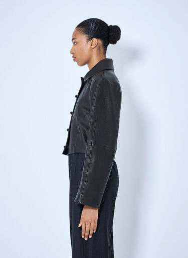 LN-CC® - RÓHE: Rounded Grain Leather Cropped Jacket - Black RÓHE Rounded Grain Leather Cropped Jacket Black roe0265005