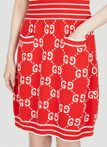 GG Jacquard Polo Dress Gucci GG Jacquard Polo Dress Red guc0253056