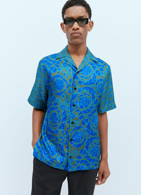 Versace Logo Jacquard Silk Shirt Black ver0153009