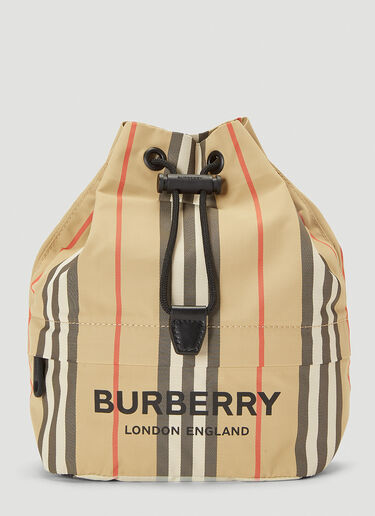 Burberry Phoebe Heritage Stripe Drawstring Clutch Bag Beige bur0237029