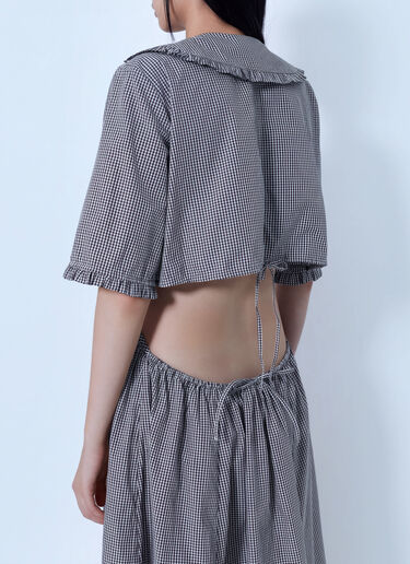 LN-CC® - GANNI: Check Cotton Cut Out Midi Dress - Brown GANNI Check Cotton Cut Out Midi Dress Brown gan0265002