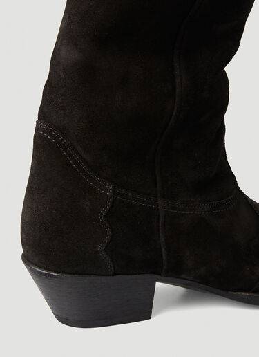 Saint Laurent Lukas Suede Western Boots Black sla0245162