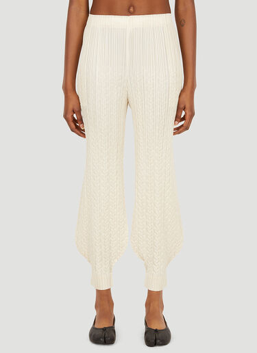 Pleats Please Issey Miyake Cable Stitch Pants Beige plp0251006