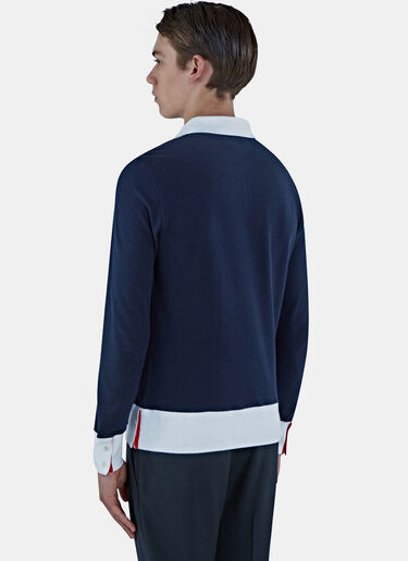 Thom Browne Classic Piqué Long Sleeved Polo Sweater Navy thb0125015