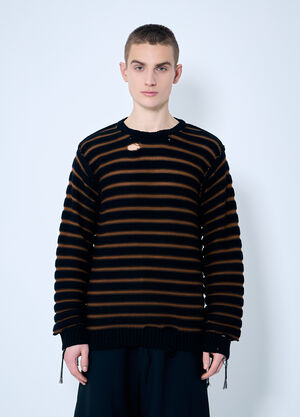 MM6 Maison Margiela Striped Distressed Sweater White mmm0159003